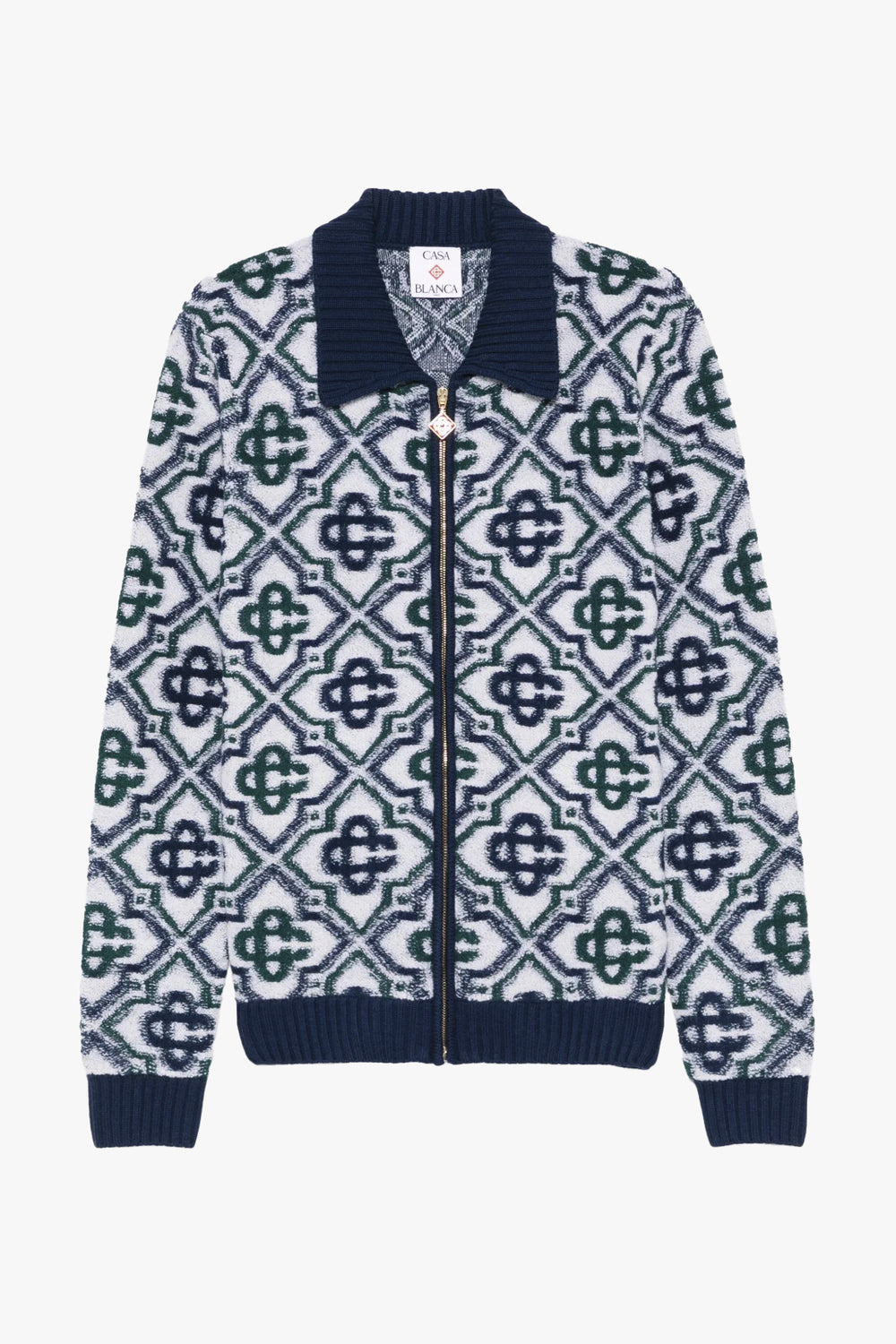 Monogram Zip Up Sweater