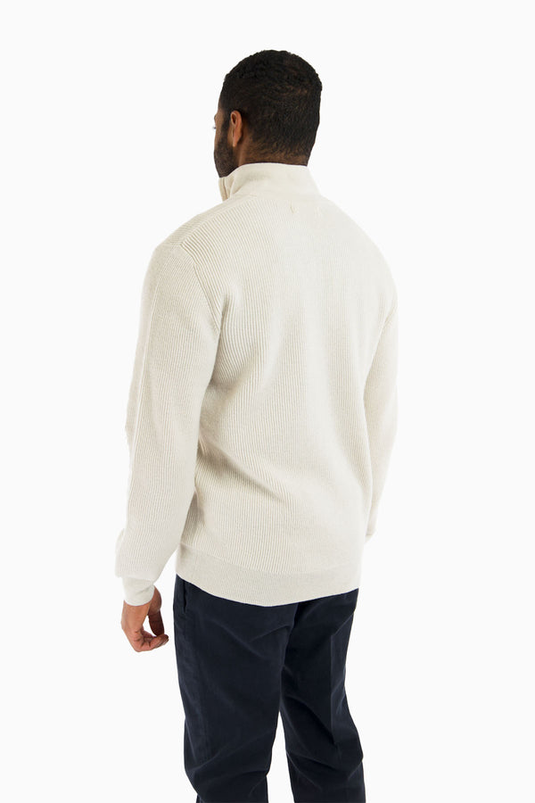 Ribbed Half Zip Wool Cashmere Sweater