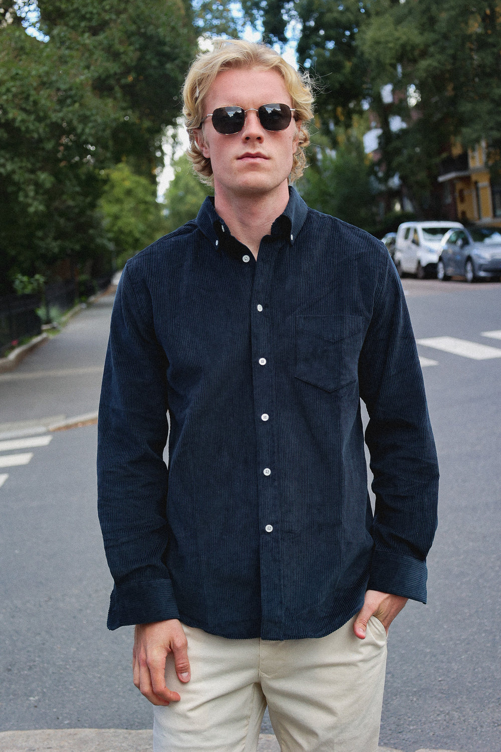Wool/Suede Buttoned Cardigan