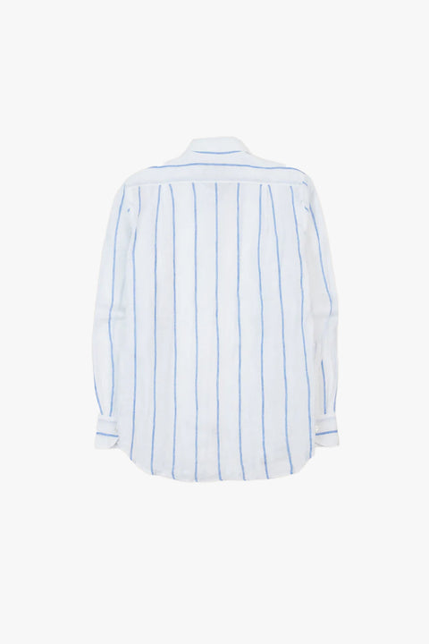 LINEN WIDE NAVY STRIPE SHIRT