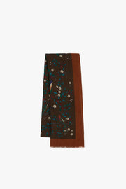 BIRDS OF PARADISE WOOL-SILK SQUARE SCARF