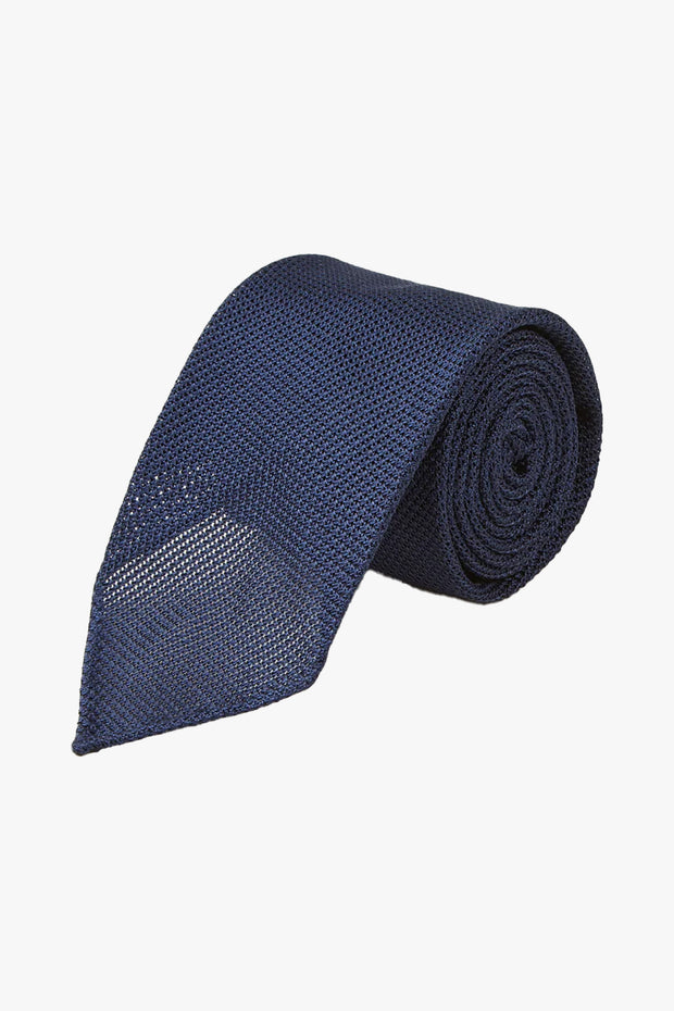 Fine Woven Grenadine Tie, Navy Tip