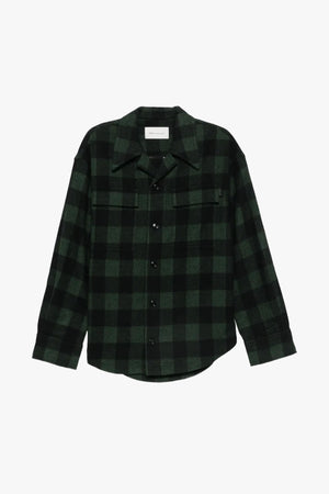 WIDE CAMP COLLAR CHECKED OVERSHIRT