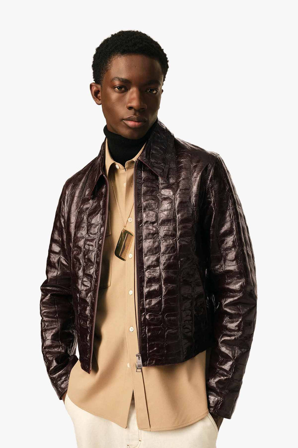 ZIPPED COWHIDE JACKET