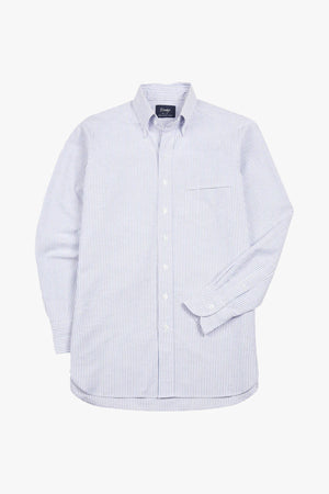 TICKING STRIPE BUTTON DOWN OXFORD SHIRT