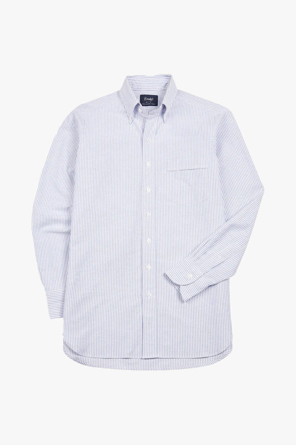 TICKING STRIPE BUTTON DOWN OXFORD SHIRT