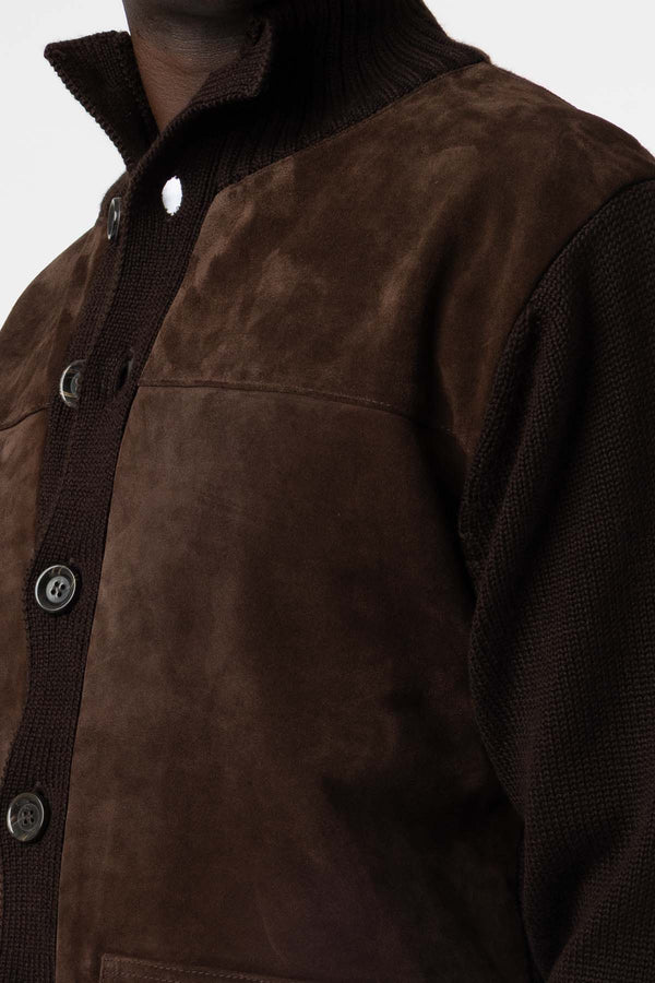 Wool/Suede Buttoned Cardigan