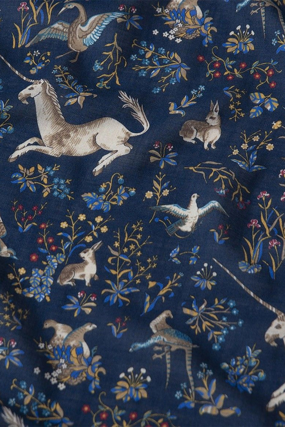 Unicorn Print Wool-Silk Scarf