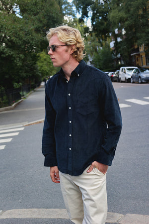 Wool/Suede Buttoned Cardigan