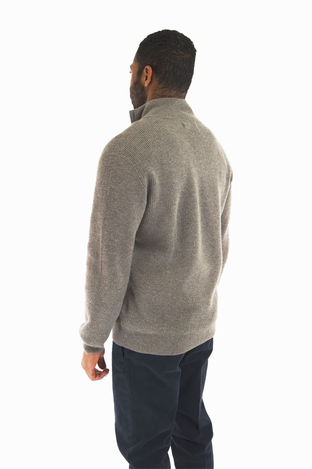 Ribbed Half Zip Wool Cashmere Sweater
