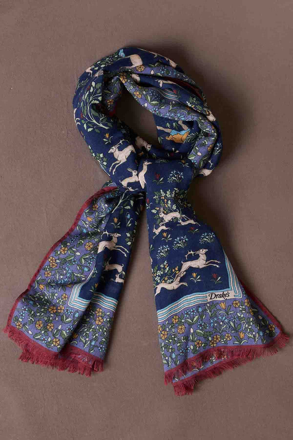 ARCHIVAL ANIMALS WOOL-SILK SCARF