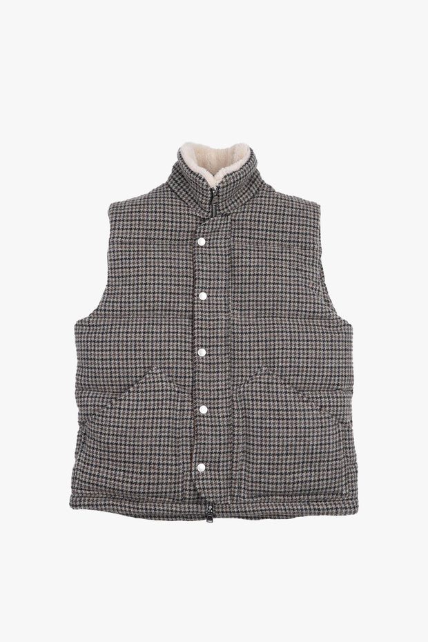 Padded Houndstooth Wool Vest