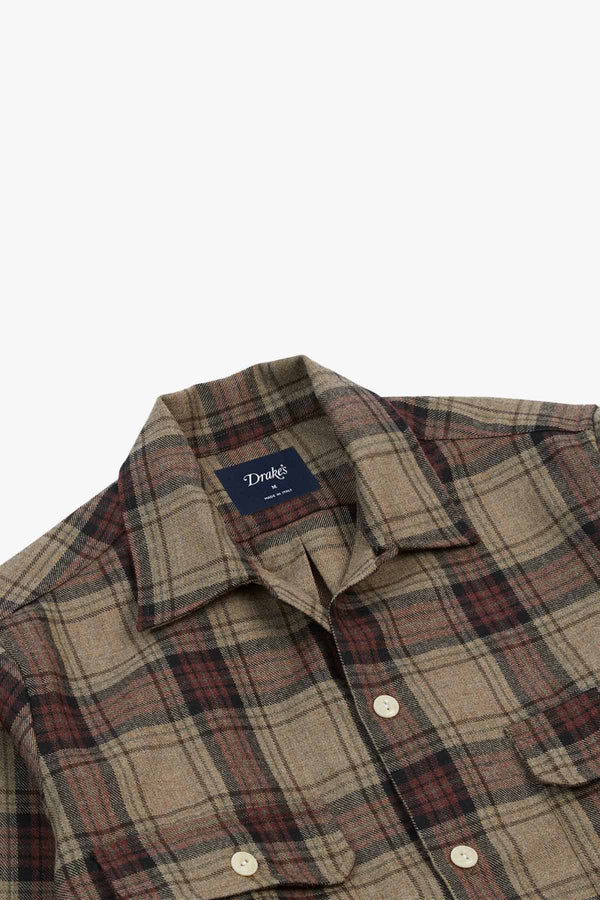 Wool Checked Camp Collar Shirt