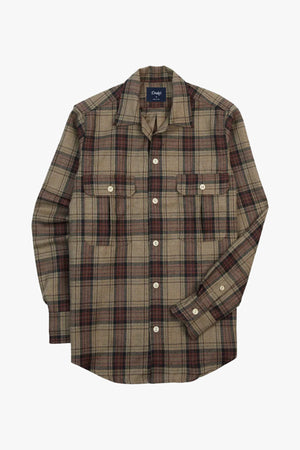 Wool Checked Camp Collar Shirt