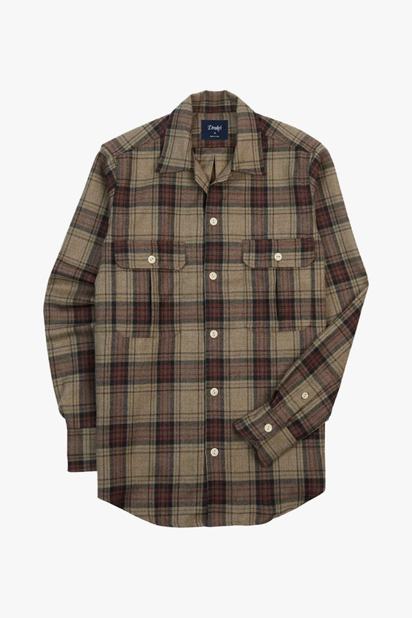 Wool Checked Camp Collar Shirt