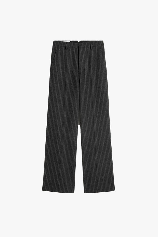 Striped Wool Wide Trousers