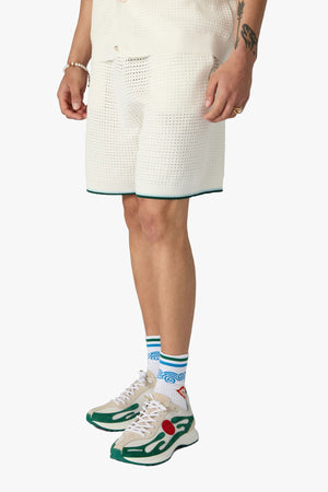 PALM TREE EMBLEM CROCHET SHORTS