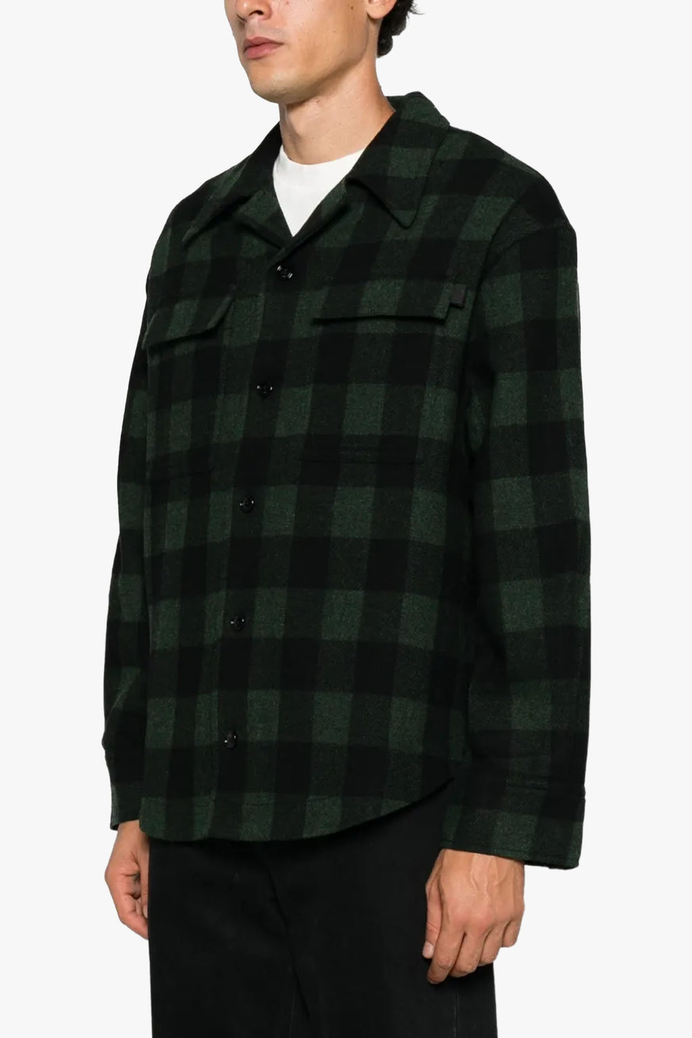 WIDE CAMP COLLAR CHECKED OVERSHIRT