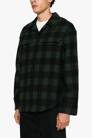WIDE CAMP COLLAR CHECKED OVERSHIRT