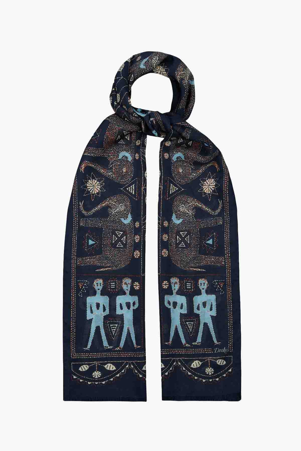 Embroidered Elephant Print Scarf