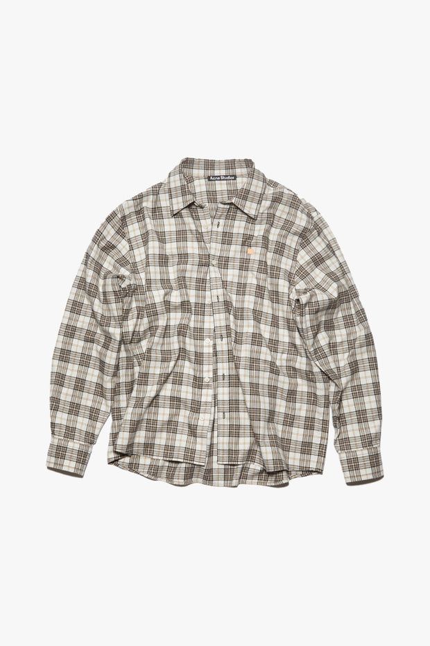 Flannel Check Button-Up Shirt
