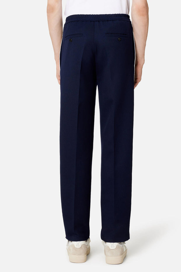 ELASTICATED WAIST PANT WITH RIBBON WOOL TRICOTINE