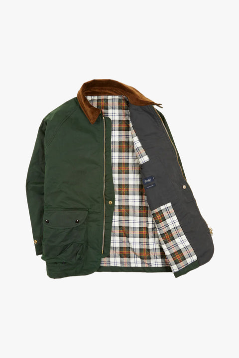 GREEN WAXED COTTON COVERALL JACKET
