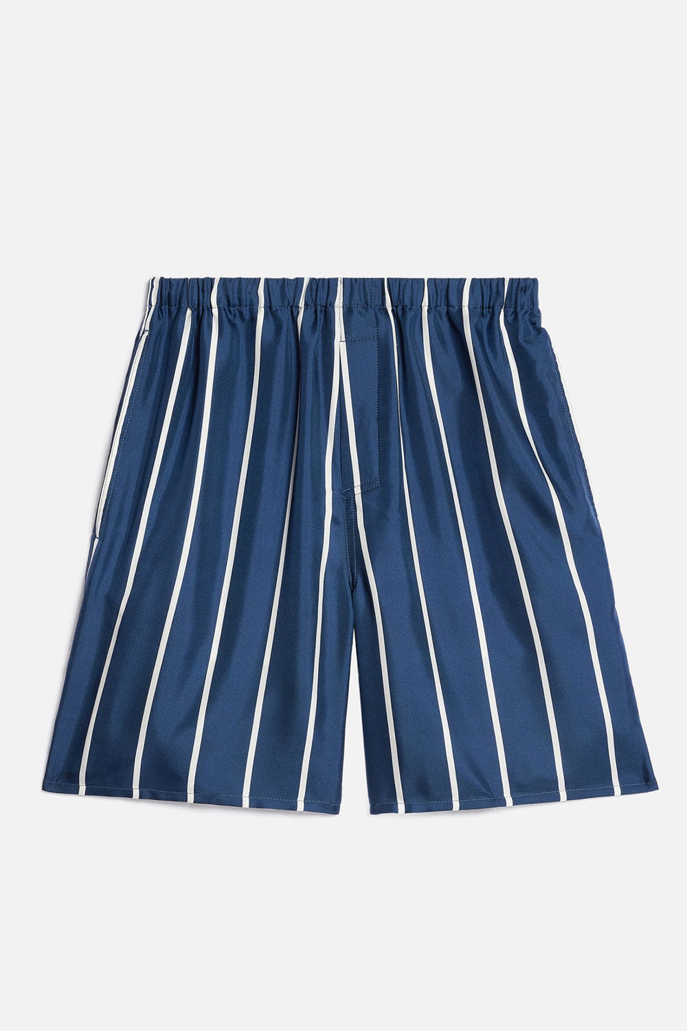 ELASTICATED WAIST SHORT SILK TWILL WITH STRIPES PRINT