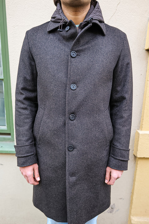 Hooded Houndstooth Coat