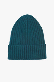 Ribbed Cashmere Beanie Bottle Green