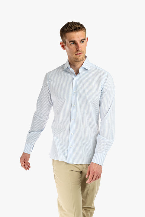 Light Blue Stripe Cotton/Linen Shirt