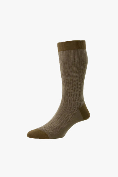 Herringbone Cotton Sock Khaki