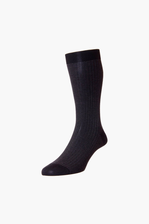 Herringbone Cotton Sock Black