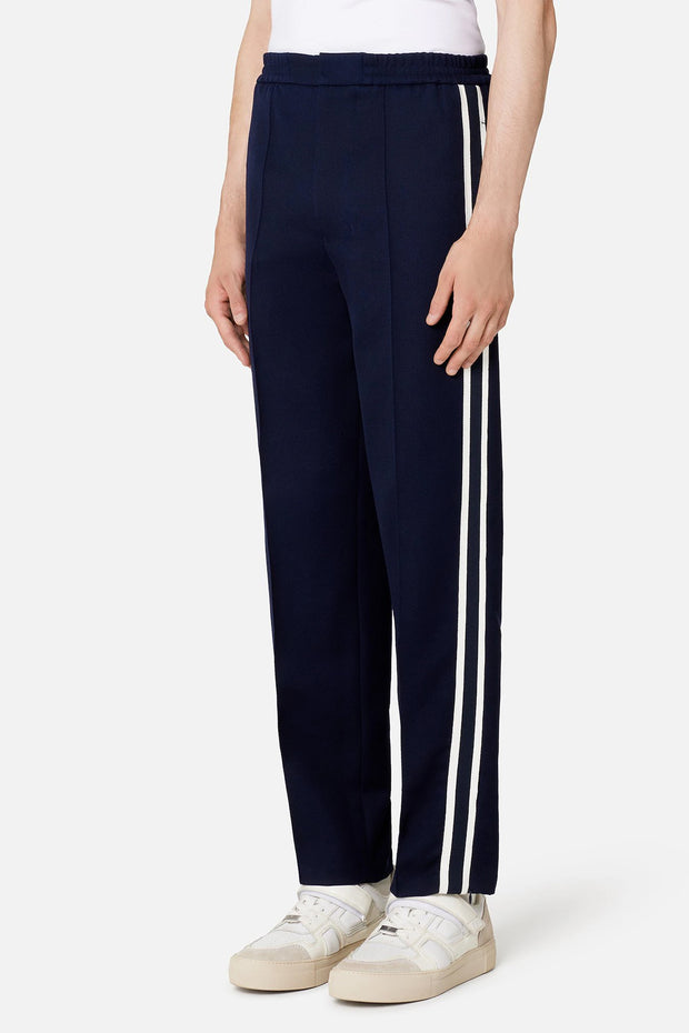 ELASTICATED WAIST PANT WITH RIBBON WOOL TRICOTINE