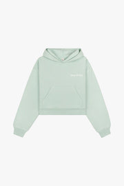 Italic Logo Embroidered Cropped Hoodie