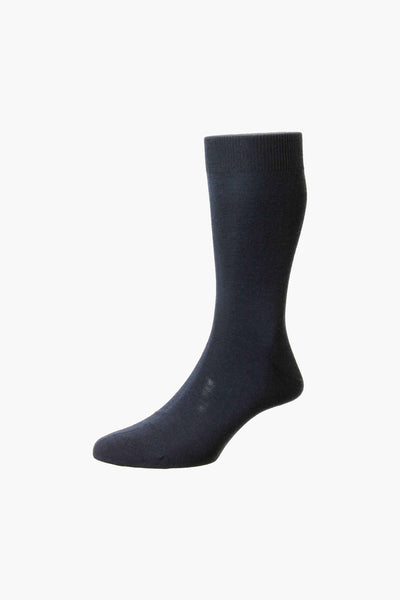 Flat Knit Merino Wool Sock Navy